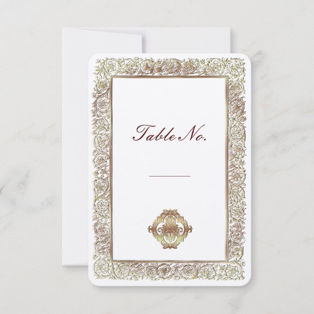 Cartão de Mesa para Casamento Indiano Vermelho (Frente)