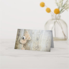 Cartão De Mesa Parede de Madeira Rústica De Urso Bastante Enchido