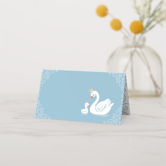 Cartão De Mesa Pássaro Chá de fraldas cisalhado com azul de tema  (Frente)