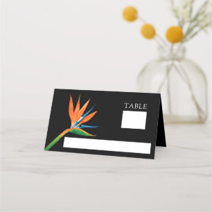 Cartão De Mesa Pássaro Tropical de Casamento Botânico de Paraíso