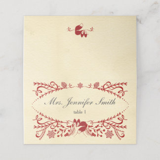 Cartão De Mesa Pássaros do inverno Dormindo no Natal