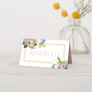 Cartão De Mesa Pastel Buquê Floral Casamento Primavera Reservado