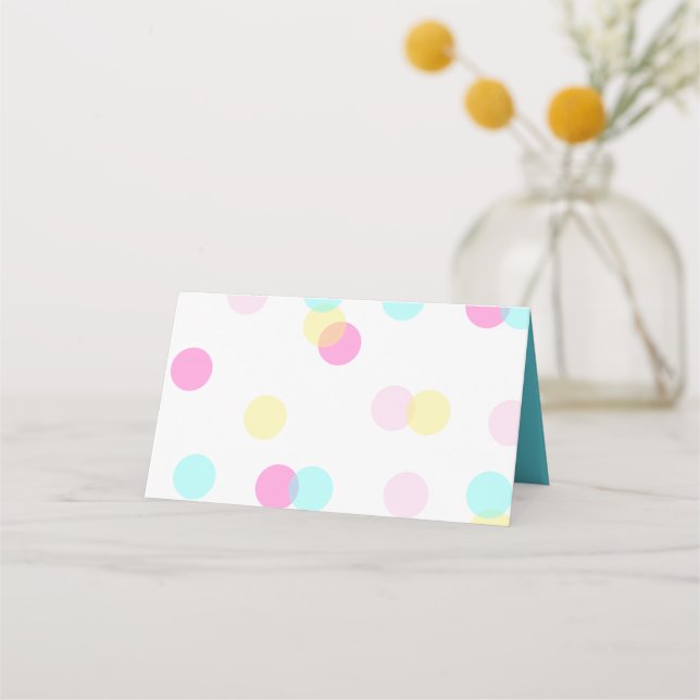 Cartão De Mesa Pastel Confetti - Azul Cor-de-rosa amarelo (Frente)