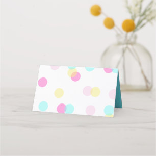 Cartão De Mesa Pastel Confetti - Azul-Rosa Amarelo