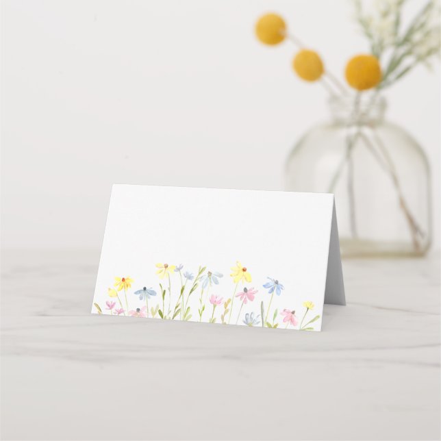 Cartão De Mesa Pastel de Flores Selvagens (Frente)