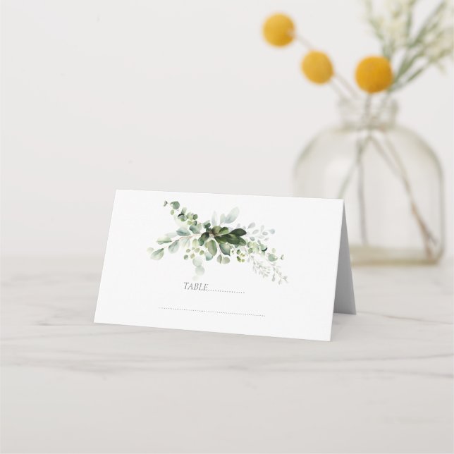 Cartão De Mesa Pastel Green Eucalyptus Foliage Elegance Weding (Frente)
