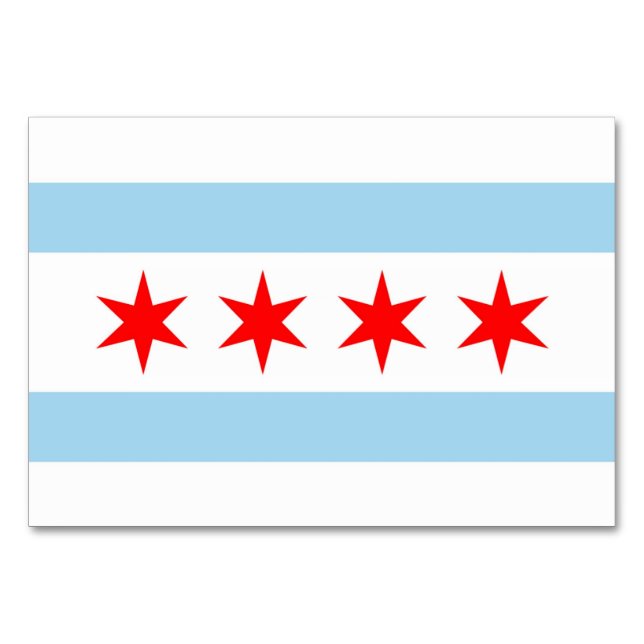 Cartão de mesa Patriótico com Bandeira de Chicago (Frente)