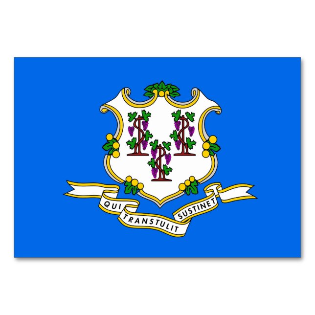 Cartão de mesa Patriótico com Bandeira de Connecti (Frente)