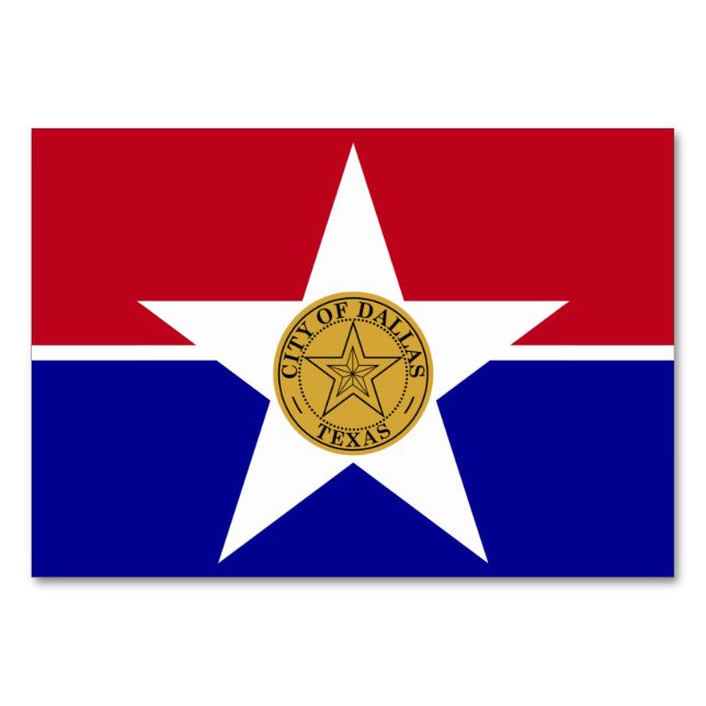 Cartão de mesa Patriótico com Bandeira de Dallas (Frente)