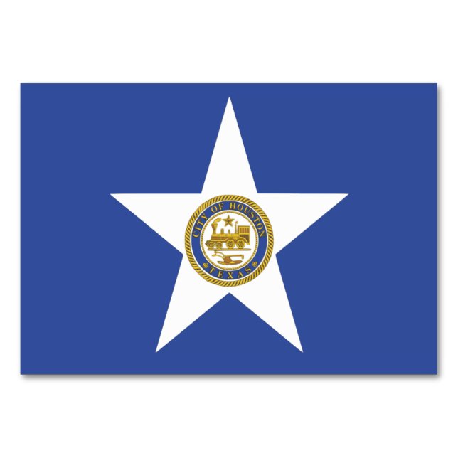 Cartão de mesa Patriótico com Bandeira de Houston (Frente)