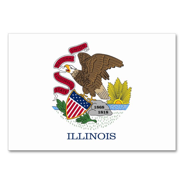 Cartão de mesa Patriótico com Bandeira de Illinois (Frente)