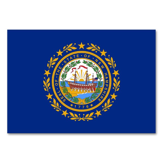 Cartão de mesa Patriótico com Bandeira de New Hamp (Verso)