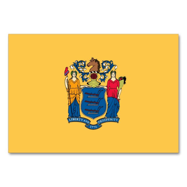 Cartão de mesa Patriótico com Bandeira de Nova Jer (Verso)