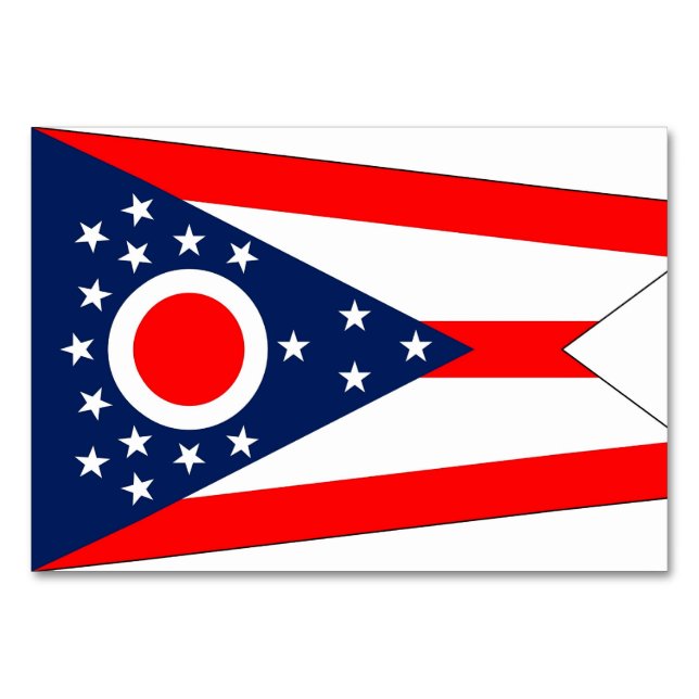Cartão de mesa Patriótico com Bandeira de Ohio (Verso)