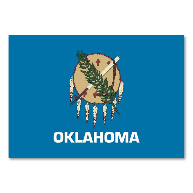 Cartão de mesa Patriótico com Bandeira de Oklahoma (Verso)
