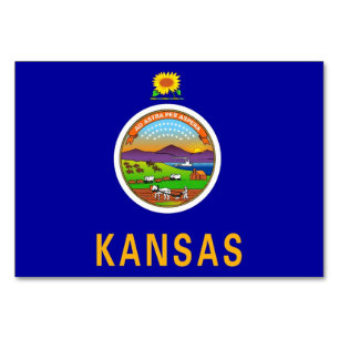 Cartão de mesa Patriótico com Bandeira do Kansas