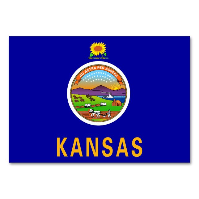 Cartão de mesa Patriótico com Bandeira do Kansas (Frente)