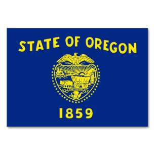 Cartão de mesa Patriótico com Bandeira do Oregon
