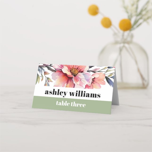 Cartão De Mesa Peach-pink rhododendron flowers typography wedding (Frente)