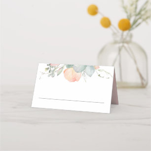 Cartão De Mesa Peach Watercolor Blossoms Wedding