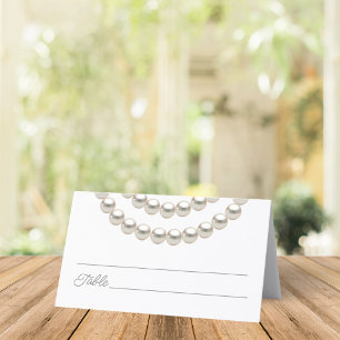 Cartão De Mesa Pearl Necklaces Wedding