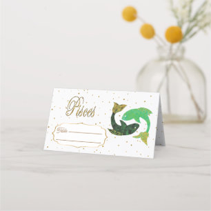 Cartão De Mesa Peixes Dourados chic Zodiac Birthday