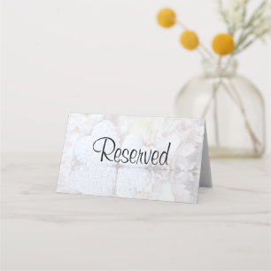 Cartão De Mesa Peônias Brancas & Corações Elegante Casamento Rese