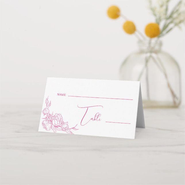 Cartão De Mesa Peony Elegance Wedding (Frente)