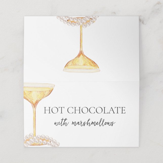 Cartão De Mesa Pérolas e Chá de panela de Comida de buffet Prosec (Exterior/Desdobrado)