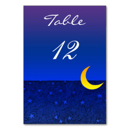 Cartão de Mesa Personalizado Céu Azul Lua e Estrel