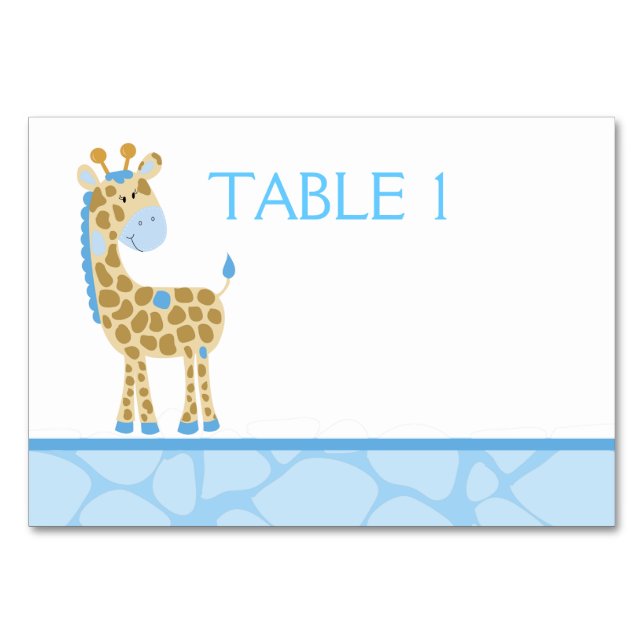 Cartão de Mesa Personalizado Girafa Azul (Frente)