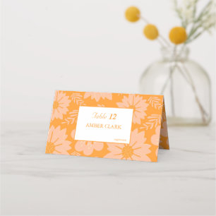 Cartão De Mesa Pêssego de Vintagem Retroativa Padrão de Flor Lara