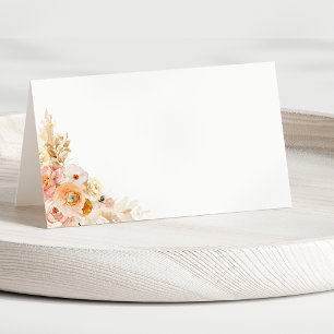 Cartão De Mesa Pêssego Elegante e Creme com Casamento Monograma