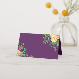 Cartão De Mesa Pêssego Roxo Pênico e Casamento Floral Rosa