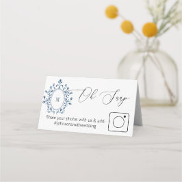 Cartão De Mesa Photo Share Folded table card Teal Monogram