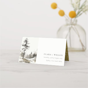 Cartão De Mesa Pine Woods Mountain Landscape Casamento