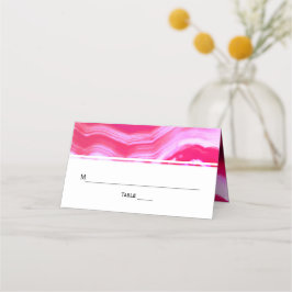 Cartão De Mesa Pink agate slice geode, escolta dobrada de casamen