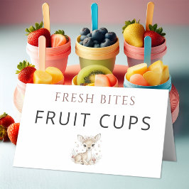 Cartão De Mesa Pink Blush Woodland Deer Girl Baby Shower Fruit 