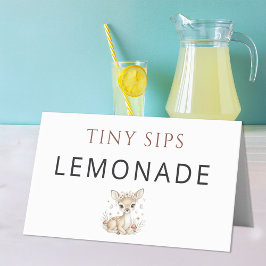 Cartão De Mesa Pink Blush Woodland Deer Girl Lemonade Place Card