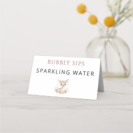 Cartão De Mesa Pink Blush Woodland Deer Girl Sparkling Water