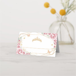 Cartão De Mesa Pink Gold Floral Quinceanera