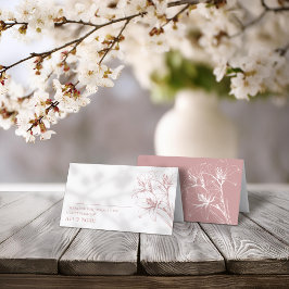 Cartão De Mesa Pink Lily Outline Wedding