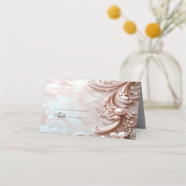 Cartão De Mesa Pink Ornate Pearl and Floral Place Card
