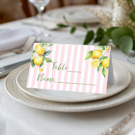 Cartão De Mesa Pink Stripe Citrus Lemon Ciao Bambina Place Card