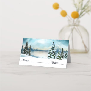 Cartão De Mesa Pintor Cênico Winter Wonderland Watercolor
