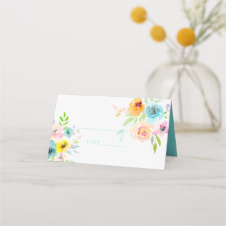 Cartão De Mesa PixDezines Chuveiro de Noiva Aquarela Floral Prima