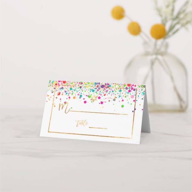 Cartão De Mesa PixDezines deslumbrados/Confetes Arco-íris/Estrela (Frente)