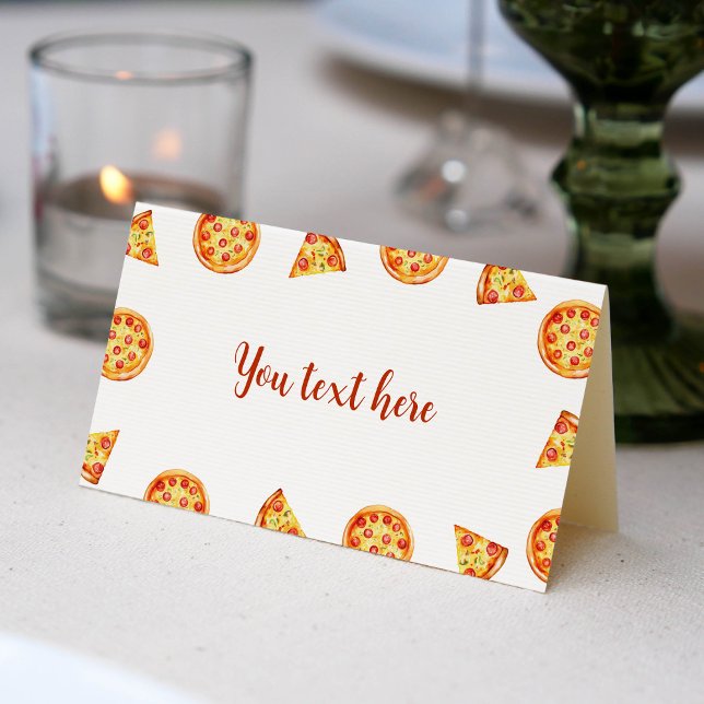 Cartão De Mesa Pizza Party Place Card Aniversário (Criador carregado)