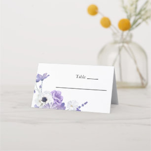 Cartão De Mesa Placa de Casamento Floral Roxo Número de Local