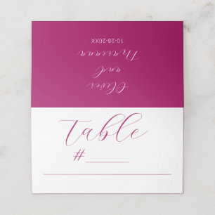 Cartão De Mesa Placa de Casamento Magenta com Script de Caligrafi